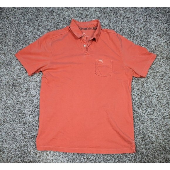 Tommy Bahama Polo Shirt Mens Small Orange Pima Cotton Short Sleeve - Picture 1 of 4